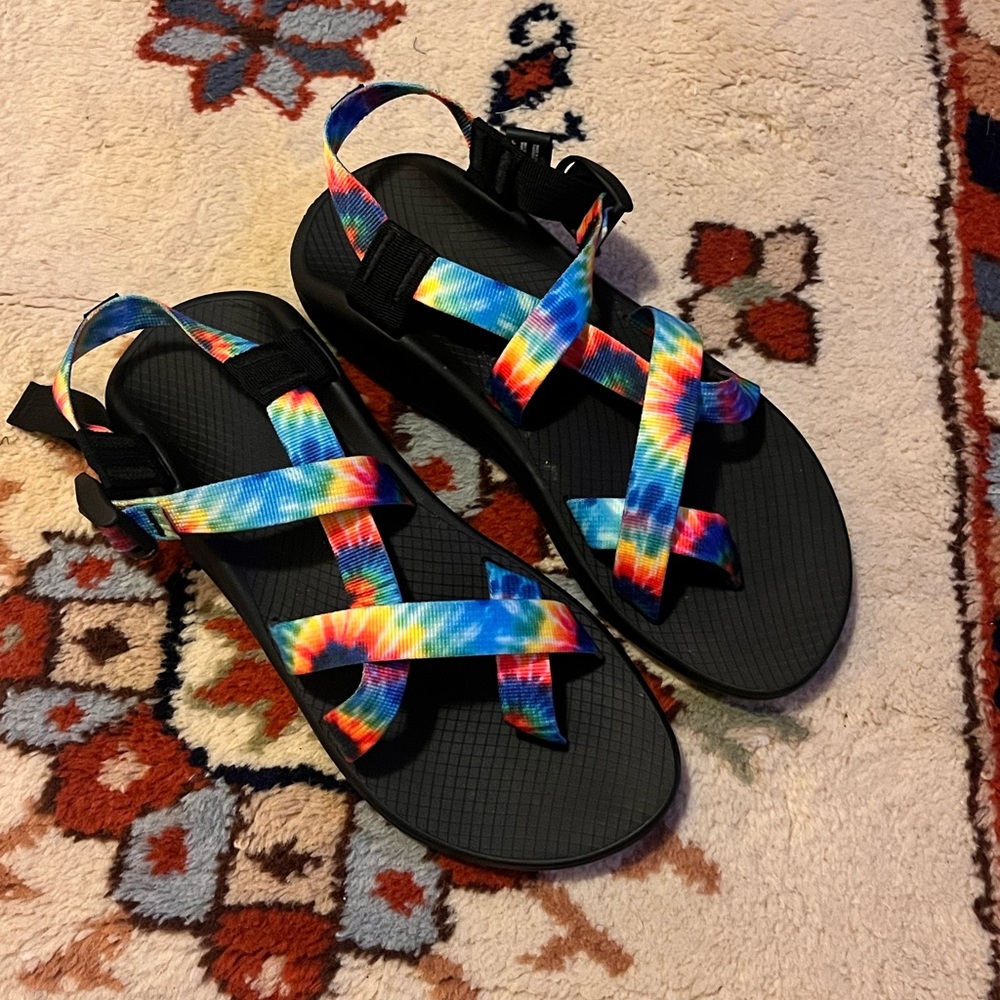 Chaco Women's Black Sandals with Tie-Dye Straps
